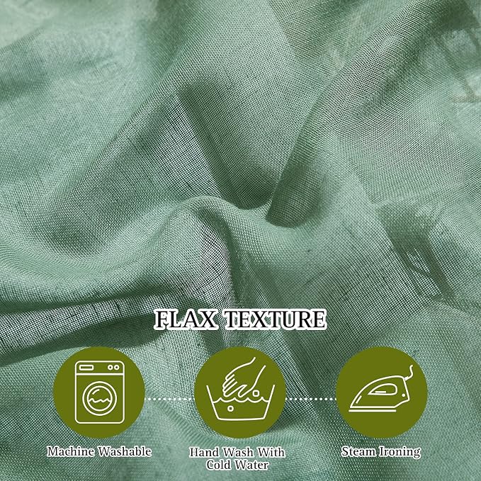 NICETOWN Linen Textured Semi Sheer Curtains, Eyelet Top Bedroom Window Privacy - Image 4