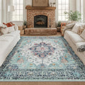 Area Rugs Square 8ft Washable Non-Slip, Floral Vintage Distress Print Pattern by RELEANY