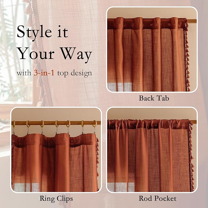 MYSKY HOME Door Curtains for Closet Doorways, 72 Inches Long Sheer Light - Image 3