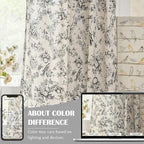 jinchan Linen Floral Curtains for Living Room 96 Inch Length Black Printed - Image 5