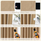 Guken Camel Brown 100% Blackout Linen Curtains 102 Inch Length 2 Panels Set - Image 5