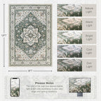 Area Rugs 9x12 Living Room Rug: Washable Rug Soft Vintage Boho Medallion Carpet - Image 2