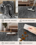 Latte&Fog 3x5 Entryway Rug Indoor, Modern Abstract Washable Area Rug, Boho Non - Image 5