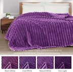 Exclusivo Mezcla Queen Size Flannel Fleece Blanket, Super Soft Striped Jacquard - Image 3
