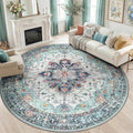Area Rugs 8ft Washable Non-Slip, Floral Vintage Distress Print Pattern by RELEANY