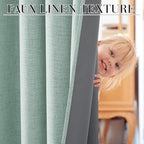 RYB HOME 100% Blackout Linen Textured Curtains 108 inches Long, Thermal - Image 3