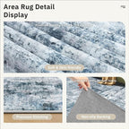 5x8 Area Rugs Blue/Grey Low Pile Indoor Washable Trendy Faded Style Rugs - Image 6
