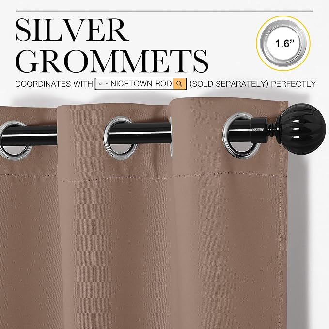 NICETOWN Window Treatment Thermal Insulated Solid Grommet Blackout - Image 3