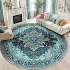RELEANY Area Rugs 8ft Washable Non-Slip, Floral Vintage Distress Print Pattern - Image 2