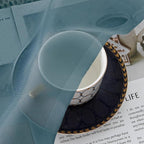 OVZME Dusty Blue Sheer Curtains 45 Inches Long 2 Panels, Light Filtering Sheer - Image 4