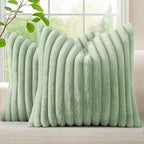decorUhome Summer Cozy Faux Fur Throw Pillow Covers 24x24 Set of 2 Decorative by decorUhome