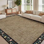 GarveeHome Washable Living Room Rug 9x12 Floral Bordered Area Rugs Soft Thin - Image 2
