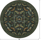 Dark Green Insect 6ft Round Washable Area Rug - Image 2
