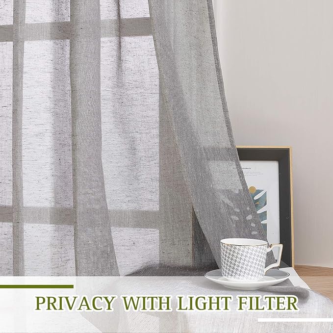 NICETOWN Linen Curtains Charcoal Grey - Image 3