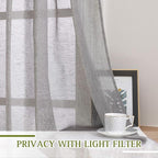 NICETOWN Faux Flax Linen Sheer Curtains 96 inch Long, Grommet Rustic Flax Semi - Image 5