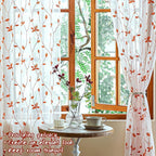 AmHoo 2 Panels Embroidered Leaf Pattern Semi Sheer Curtains Foliage Floral - Image 6