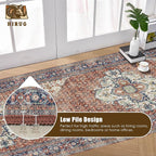 Washable Area Rug 2'6'' x 8' Vintage Traditional Persian Mat - Image 5