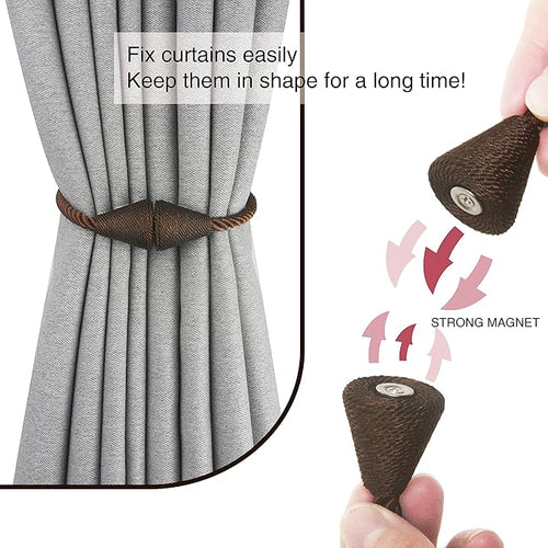 2 Pack Magnetic Curtain Tiebacks Rope Modern Handmade Curtain Tie Backs - Image 2