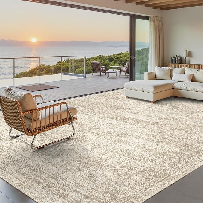 9x12 Area Rugs for Living Room, Non Slip Machine Washable Vintage Rugs - Image 3