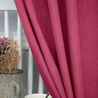 Pitalk Hot Pink Semi Sheer Curtains 96 Inch Long 2 Panel Set Rod Pocket Back - Image 3