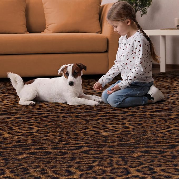 Faux Antelope Cheetah Print Rug, Leopard Rug 5.2x7 Faux Animal Print Skin - Image 5
