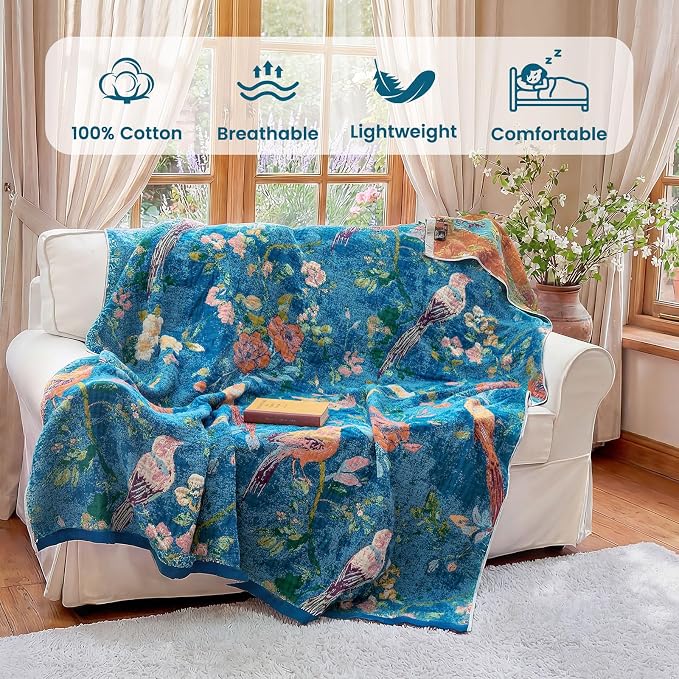 MSGKV Boho Throw Blanket for Bed 60"x80" Cotton Couch Blanket - Image 2