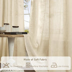 LAMIT Natural Linen Curtains for Living Room, 80 inch Length Light Filtering - Image 8