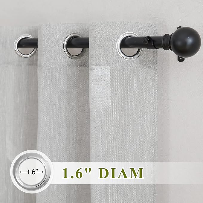 NICETOWN Linen Curtains 48 inch Length 2 Panels, Grommet Flax Semi Sheer Linen - Image 2