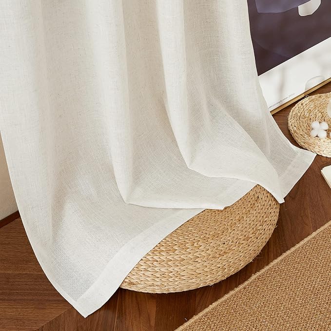 NICETOWN Linen Curtains for Bedroom 96 inch Long, Grommet Flax Linen Weave - Image 7