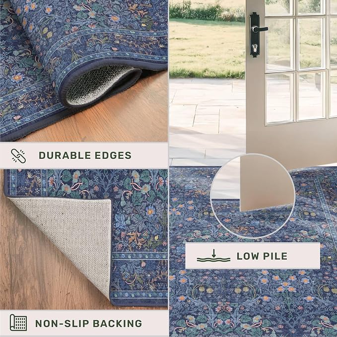 Dark Blue 3x12 Extra Long Wide Runner Rug - Image 5