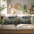 Rustic William Morris Inspired Forest Green Moon Decor Pillow Covers 12x20 Set - Image 4