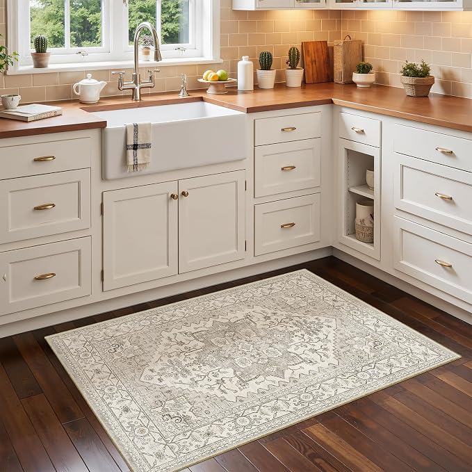 Madane Washable Area Rug 2x3, Small Entryway Rug Non-Slip Vintage Door Mat - Image 2