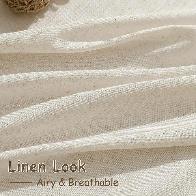 Birch Beige Linen Curtains 132 Inch Length - Image 4