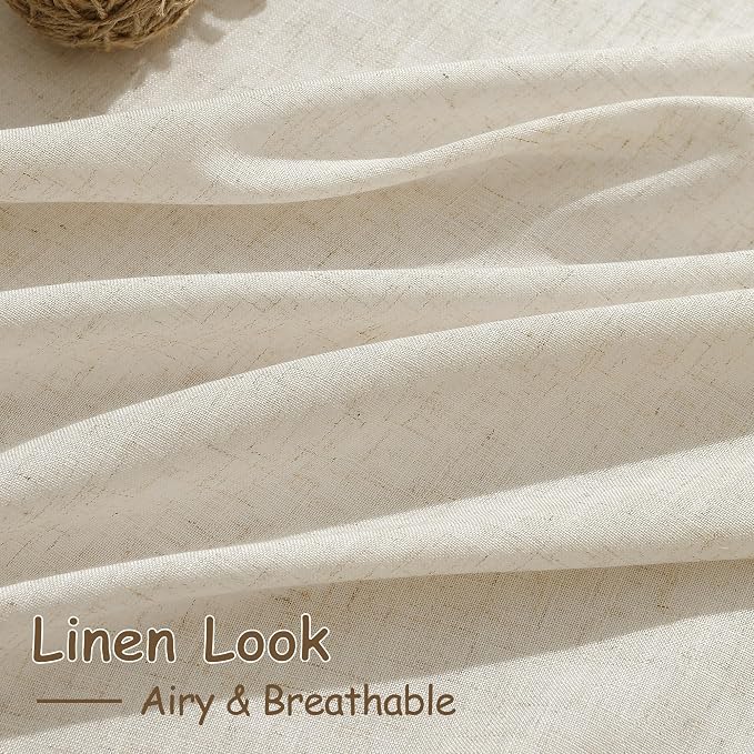Birch Beige Linen Curtains for Living Room 100 Inches Long Light Filtering Semi - Image 4