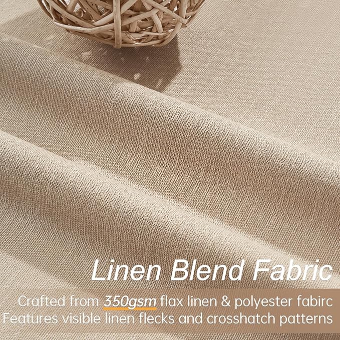 Topfinel Blackout Linen Blend Curtains 84 inch Long 2 Panels, Back Tab - Image 3