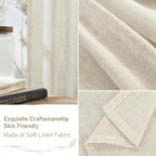 LAMIT 45 Inch Short Window Linen Curtains, Cream Ivory Light Filtering Panels - Image 6