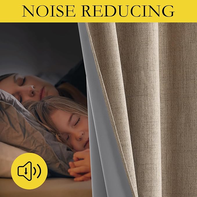 NICETOWN Burlap Vintage Open Linen Weave Flax Thermal Curtains, 100% Blackout - Image 5