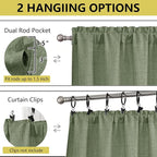 Sage Green Valances for Windows, Light Filtering Faux Linen Textured Small - Image 4