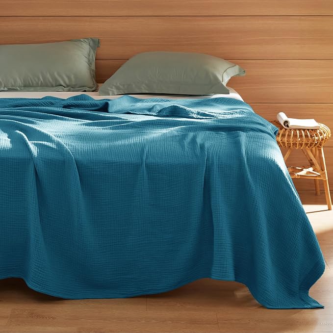 Bedsure 100% Cotton Muslin Blanket Queen Size - Image 5