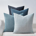Topfinel BlueGray Throw Pillow Covers 18x18 Inch Set of 4, Soft Accent Corduroy by Topfinel