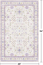 Light Purple Rug for Girls Bedroom, 5x8 Washable Floral Area Rug for Nursery - Image 2