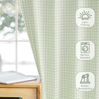 RYB HOME Gingham Cafe Curtains 24 inch Length, Linen Checkered Vintage - Image 6