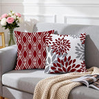 Hexagram Geometric Burgundy Pillow Covers 16x16 Set of 4, Decorative Outdoor - Image 3