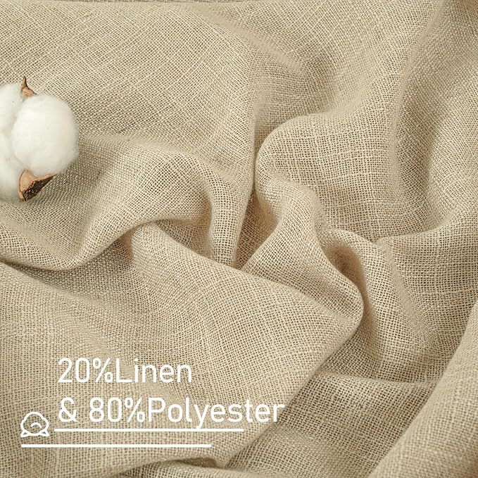 LAMIT 96 inch Linen Curtains for Bedoom, Light Filtering Semi Sheer Panels Back - Image 5