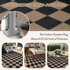 Lahome Colette Checkered Easy Jute Patio Rug, 6x9 Washable Indoor Outdoor Rug - Image 3