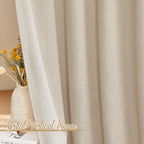 NICETOWN Beige Linen Curtains 84 inches Long, Rod Pocket & Back Tab Flax Linen - Image 3