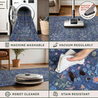 Washable Dark Blue Rug for Living Room - Image 4