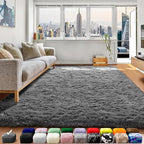 ONASAR Grey Area Rugs for Bedroom Living Room, Fluffy Fuzzy Shag Shaggy 4x6 by ONASAR