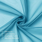 Lecloud Turquoise Sheer Curtains 96 Inches Long 2 Panels, Elegant Gauzy Airy - Image 6