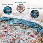 MSGKV Boho Throw Blanket 60"x80" Bed Floral 100% Cotton Blanket Spring - Image 3